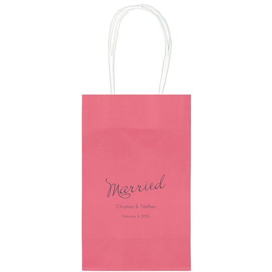 Expressive Script Married Medium Twisted Handled Bags